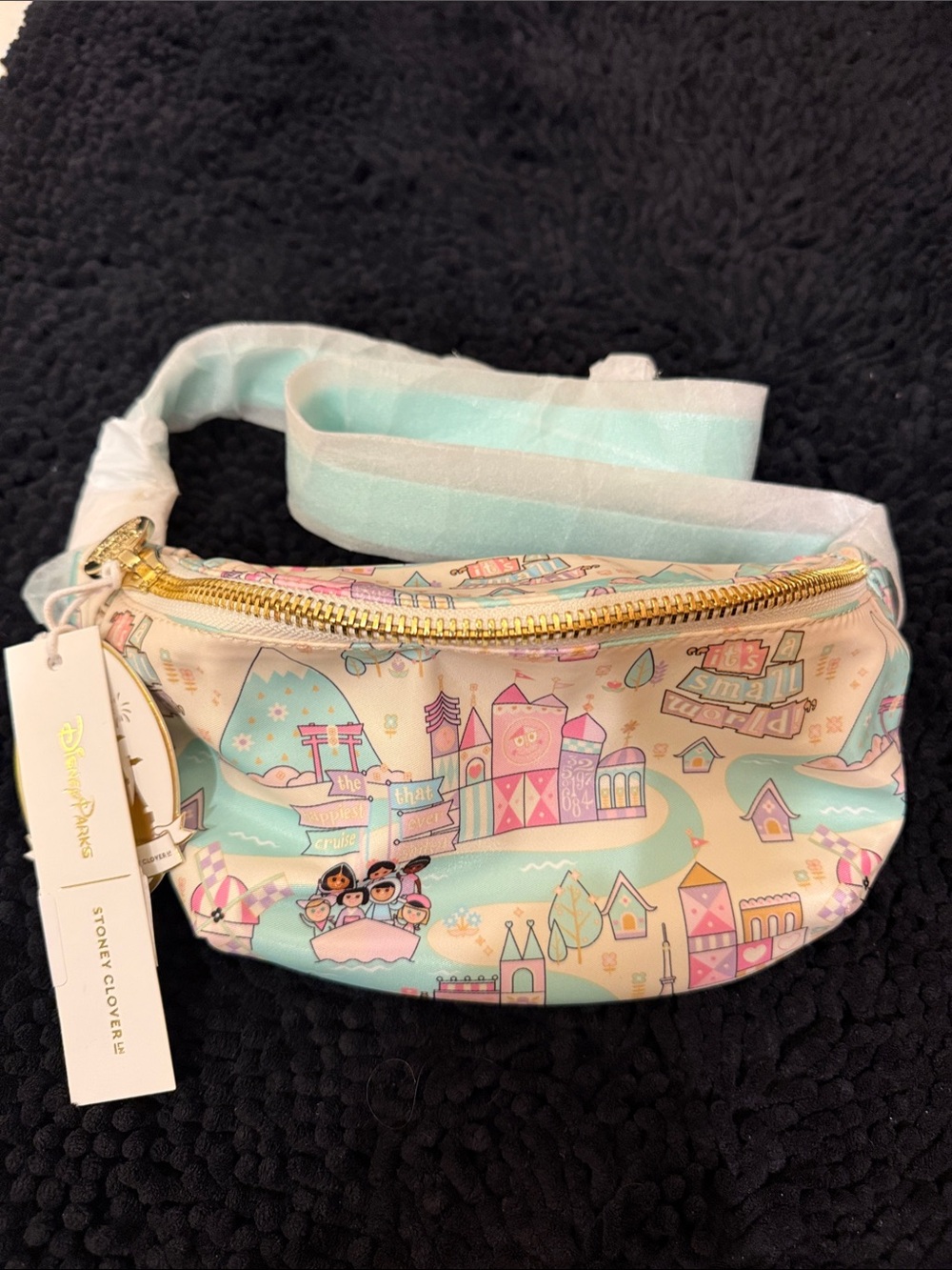BNWT - Stoney Clover - Mint and Pastel It’s A Small World Belt Bag with Gold Zip